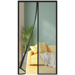 Magnet Fliegengitter Balkontür 85x220 cm, Verschiedene Größen, Aktualisierte Version, Fliegengitter Tür Ist Ideal Für Die Balkontür, Kellertür und Terrassentür, ohne Bohren, Schwarze Streifen 85x220 cm Schwarze Streifen