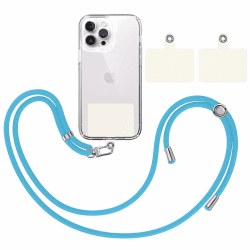 TBOC Band Handykette Schlüsselband Kette Handyschnur [Hellblau] + 2 [Weiß Ice] Zusätzliche Befestigungspatches Aufhängen Nacken Universal Handy - Pad Handyband Patch Karabiner Hülle Lanyard