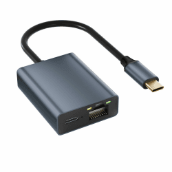 USB C auf Ethernet Adapter 1000Mbps, USB-C auf RJ45 LAN Ethernet Netzwerk Adapter mit 100W Ladeanschluss Typ-C 100/1000Mbps Netzwerk Adapter Ethernet Adapter für Fire TV Stick/Phone/MacBook Air/Pro USB-C-QZWK