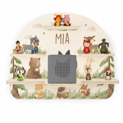 KIDSMOOD - Personalisiertes Tonie Regal für Kinderzimmer | Regenbogen Wand-Regal mit genügend Platz für Tonie-Hör-Figuren, Aussparung für Tonie-Musikbox & Kabelmanagement, Tonie Regal Mädchen & Jungen Waldtiere