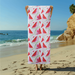 JEMIDI Strandtuch groß - 75x180cm - Standhandtuch XXL - Schnelltrocknendes Handtuch - Reisehandtuch - Für Strand Sport Fitness Yoga Sauna - Strandhandtuch leicht - Wassermelone Large Wassermelone Weiß