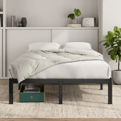 Zinus Elias Bett 140x200 cm - Höhe 36 cm mit Stauraum unter dem Bett - Metall Plattform Bettgestell - Schwarz 140 x 200 cm Schwarz
