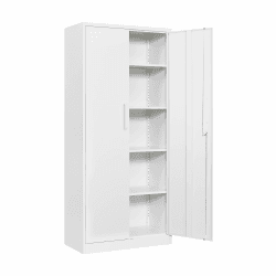 Aktenschrank Aufbewahrungsschrank mit Schloss Stahlschrank Stahlspind Mehrzweckschrank Metallschrank mit 2 Türen für Büro Haus Garage Fitnessstudio Schule 170X78X39cm Weiß