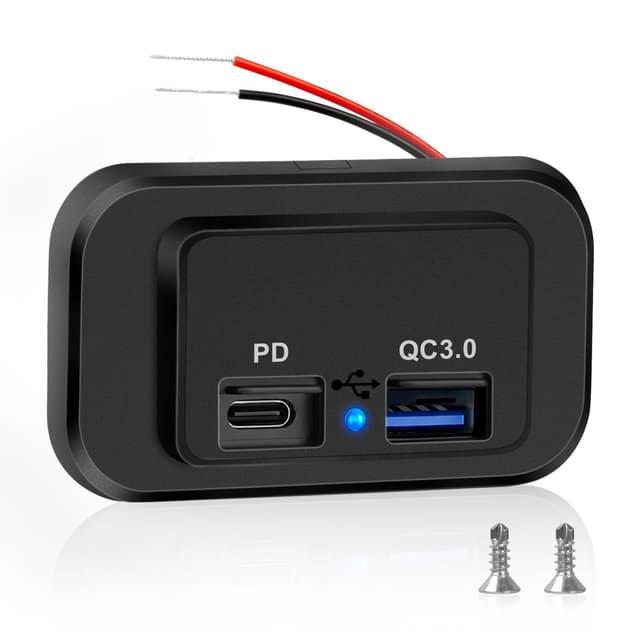 USB Steckdose 12V Wohnmobil, Dual USB C Ladebuchse Steckdose 12V Auto Ladegerät QC3.0 USB & PD Type C 12V USB Steckdose Auto mit LED für 12V-24V Wohnmobil KFZ Boot