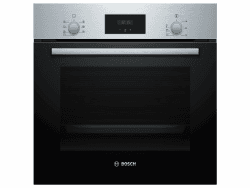 Bosch HBF133BR0 Serie 2 Einbau-Backofen, 60 x 60 cm, EcoClean Direct Reinigungshilfe, 3D Heißluft Backen auf 3 Ebenen, LED-Display, Schnellaufheizung, Kindersicherung, Schwarz, Updated Edelstahl Serie 2 Leicht reinigend | ECO - Clean LED | Display