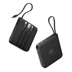 VRURC Power Bank mit Kabel 10000mAh Klein USB C Powerbank Schnelles Aufladen 22.5W Mini Tragbares Ladegerät Externer Akku Klein Aber Stark akkupack LED-Anzeige Kompatibel mit iPhone Huawei Samsung usw schwarz