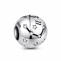 NINGAN 12 Zodiac Geburtstag Charm Geburtstag Stein Anhänger -925 Sterling Silber Armband, Halskette Anhänger als ideales Geburtstagsgeschenk für Frauen und Freunde der Wassermann(01/20-02/18)
