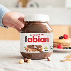 Personalisiertes nutella®-Glas mit Geschenkbox - dein individuelles Geschenk mit Namen und Highlight für den Frühstückstisch, nutella® Glas mit personalisiertem Etikett (Allgemein 750 Gramm)