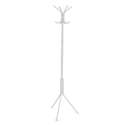 Versa Kala Minimalistischer Garderobenständer für den Eingangsbereich, mit 8 Haken oder Kleiderbügeln für Kleidung oder Taschen, Maßnahmen (H x L x B) 174 x 42 x 48 cm, Metall, Farbe: Weiß