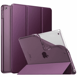 MoKo Hülle Kompatibel mit Neu iPad 9./8./7. Generation (2021/2020/2019), iPad 10,2 Zoll Hülle mit Ständer, TPU Transluzent Matt Rückseite Cover mit Auto Schlaf/Aufwach Funktion, Tiefes Lila