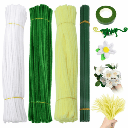 Zliger 300 pcs Pfeifenreiniger, Pfeifenputzer zum Basteln, Maiglöckchen Blumenstrauß Pfeifenreiniger Set, 3 Farben Pfeifenreiniger Blumen für Kreative DIY-Projekte und Basteldeko für Kinder