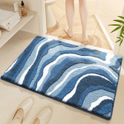 Lkw Ogechi 40x60cm Mikrofaser Verdickter Badematte, Maschinenwaschbar und Weiche Moderne Badezimmerteppich, Saugfähige Rutschfester Badvorleger, Schnell Trocknend Mikrofaser Badematte (Blau)