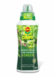 Compo Grünpflanzen- und Palmendünger für alle Zimmer-, Balkon- und Terrassenpflanzen, Spezial-Flüssigdünger mit extra Kalium und Eisen, 500 ml 500 ml Grünpflanzen- und Palmendünger