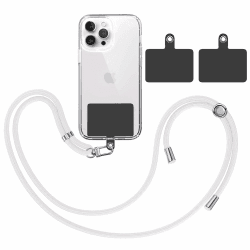 TBOC Band Handykette Schlüsselband Kette Handyschnur [Weiß] + 2 [Schwarz] Zusätzliche Befestigungspatches Aufhängen Nacken Universal Handy - Pad Handyband Patch Karabiner Hülle Lanyard