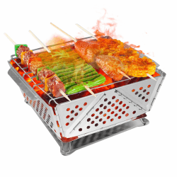 Lixiin Grill Klappgrill Campinggrill, Holzkohlegrill Picknickgrill Grill Portable Campinggrill BBQ Grills für Garten Party Picknick Für 1-2 Personen (23.7 * 20.5 * 11CM)