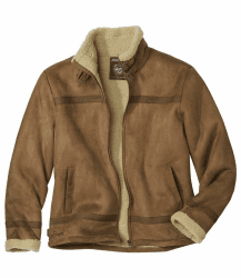 ATLAS FOR MEN - Jacke aus Wildlederimitat mit Teddyfutter - Verfügbar in großen Größen von M bis 5XL XL Camel