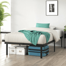 Zinus Caleb Bett 90x200 cm - Höhe 36 cm mit Stauraum unter dem Bett - Metall-Plattformbettrahmen - Klappbarer Bettrahmen - Schwarz 90 x 200 cm