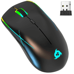 KLIM Ace - Wiederaufladbare Kabellose Maus RGB + NEU + Hochpräzisionssensor & RGB-Effekt + 8 Anpassbare Tasten + Beidhändig + Kabel und Wireless Mouse Für PC Mac und PS4 PS5 Gaming Mouse