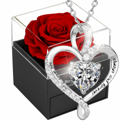 Willuck Ewige Rose Geschenkbox,Eternal Rose für Freundin,Infinity Rosen für Damen,Immer Echte Rote Rosebox Geschenke für Frauen am Valentinstag Weihnachten,Hochzeitstag,Geburtstag, Mama Weißer Zirkon