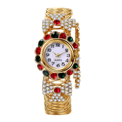 JewelryWe Uhren Damen Elegant Analog Quarz Armbanduhr mit Stretchband Elastischen Metall-Armband Luxus Strass Diamanten Damenuhr Lässige Uhr Geschenk für Frauen Mädchen Bunt