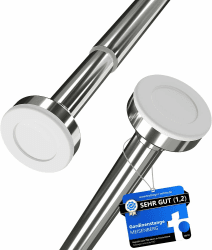 MEISENBERG Teleskopstange Vorhang 140-250cm - Gardinenstange ohne Bohren - Silber - Vorhangstange Klemmstange - Spannstange Ausziehbar - 1Stück 140-250cm [1Stück] Silber