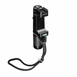 Mantona Smartphone Halter Movie Maker - Professionelle, komfortable Smartphone Halterung Griff Halter Klemme, Alu Griff, für Smartphone und iPhone Breite 55-94 mm, 3x 1/4 Zoll und Blitzschuh, 21494, Schwarz