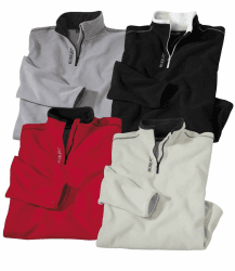 ATLAS FOR MEN - Pullover aus Microfleece für Herren im Sparpack - Warm und leicht - Perfekt für den Winter - Verfügbar in großen Größen von M bis 5XL XL Pechschwarz, Rot, Greige, Grau