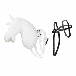 Panduro Hobby Horse - Tragbares Steckenpferd mit Schulterriemen und Kunstleder-Zaumzeug – Länge ab Brust 29 cm - Weiches und kreatives Spielzeugpferd ohne Stab – Weiß