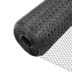 VOUNOT Maschendrahtzaun Sechseckgeflecht, Drahtzaun Hasendraht Kaninchendraht Hühnerdraht, Maschenweite 13 mm, Höhe 100 cm, Länge 50 m, PVC-Beschichtet Grau Pvc-beschichtet Grau MW: 13mm, 1 x 50M (HxL)