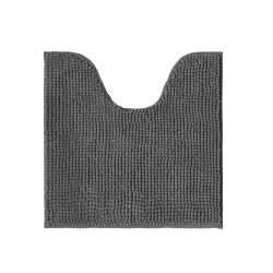 Decomira Badematte rutschfest WC Vorleger mit Ausschnitt | Als Badteppich Set kombinierbar | Badezimmer-Teppich Bad-Vorleger waschbar aus Chenille | Für freistehende Toiletten | Dunkelgrau - 45x45 cm Dunkelgrau 45 x 45 cm - WC Ausschnitt