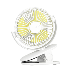 JISULIFE Mini USB Ventilator, Clip Akku Tischventilator Sehr Leise Klein mit 4000mAh Batterie, 4 Geschwindigkeitsstufen, Max 14 Stunden für Bett, Schreibtisch, Krippe, Kinderwagen, Autositz - Weiß Milch Weiß