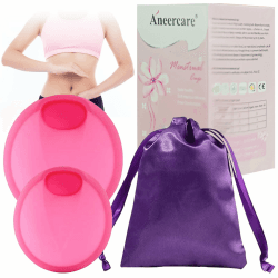 GAROMIA Menstruationsscheiben 2 Menstrual Disc Periodenscheibe Menstruationstasse mit Lagertasche Alternative Soft Tampons -Rosa (S+L-Lagerung)