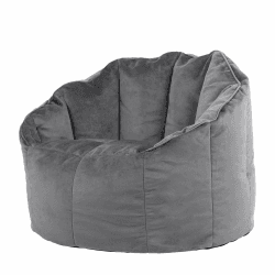 Icon Sitzsack-Sessel „Sirena“, Grau, Samt, Plüsch XL Sitzsack Erwachsene mit Füllung für das Wohnzimmer, Groß Indoor Sitzsäcke Anthrazitgrau Sitzsack-Sessel