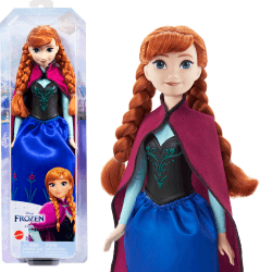 Mattel Disney Prinzessin Anna Puppe, Die Eiskönigin Puppe, kämmbare Haare, beweglich, im Reiseoutfit, abnehmbarer Umhang, Disney Geschenke, Spielzeug ab 3 Jahre, HLW49 Mehrfarbig