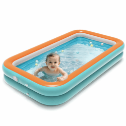 Aufblasbarer Pool, Aufblasbares Planschbecken, Kinderpool,Kinder Planschbecken,Schwimmbecken,Aufblasbare Pool,Aufblasbarer Kinderpool,2 Rollen 120 x 90 cm Höhe 34 cm Rechteckig-orange-blau