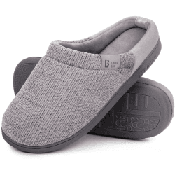 LongBay Damen Hausschuhe Memory Foam aus Chenille Strick Bequeme Schaum Pantoffeln 40/41 EU Grau