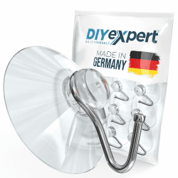 DIYexpert Saugnapf mit Haken | Made in Germany Saughaken | [Ø 40 mm] [10 Stück] | Hochwertige Saugnäpfe für Camping und Auto | Ideal als Handtuchhalter und für Weihnachtsdeko