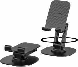 CLOPAE Handy Ständer Verstellbare, Handy Halterung Verstellbare, Handyhalterung Tisch, Handy Ständer mit 360 Grad Drehbarem Fuß, für Smartphones, iPad Mini, Kindle und Mehr (Schwarz)