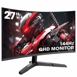 KOORUI Gaming Monitor 27 Zoll, 1800R Fläche Bildschirm 2560X1440 (QHD), 144HZ 1ms Mornitor, DCI-P3 85%, Ultradünne Blende, Einstellbare Neigung, Unterstützt HDMI/DP 27 Zoll-QHD/VA/144Hz QHD / VA / 144 Hz