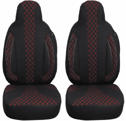BREMER SITZBEZÜGE Maß Sitzbezüge Schonbezüge für Smart fortwo 453 PL402 PL402 Schwarz/Rote Naht