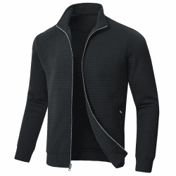 Huayuzh Jacke Herren übergangsjacke Winter Karierten Jacquard Alltag Freizeit Leicht Jacken mit Reißverschlusstasche XL Schwarz