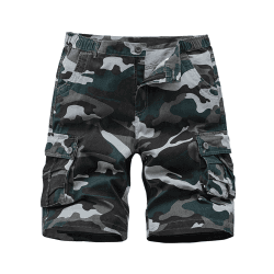 BWBIKE Herren Camo Cargo Kurze Casual Arbeit Shorts Klassische Camouflage Outdoor Active Shorts Baumwolle Combat Shorts mit Mehreren Taschen 3XL Hellblau