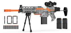 Elektrische Spielzeug Pistole Gun Sniper für Kinder, 3 Mode Automatisch Toy Foam Blaster mit Scope, 2 Magazin 100 Darts,Elektrisch Spielzeug-Scharfschützengewehr für Kinder ab 6 7 8 9 10 Jahren Grau