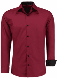 J'S FASHION Herren Hemd - Slim-Fit - Langarm-Hemd Freizeithemd - Pflegeleicht Bügelleicht M Bordeauxrot