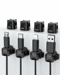 Kuulaa Kabelhalter Kabelclips, [8 Stück] Kabel Organizer Selbstklebend Kabel Management für Schreibtisch, Küchengeräte, Netzkabel, USB C Ladekabel, HDMI Kabel, Audiokabel, Ladekabeln usw A-Schwarz 8 Stück