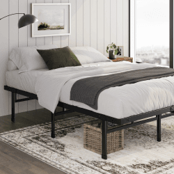 Zinus Justin Bett 90x200 cm - Höhe 36 cm mit Stauraum unter dem Bett - Metall Plattform Bettgestell - Schwarz 90 x 200 cm