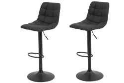 Apollo 2er Set Barhocker Bistrohocker Yvonne, Microfaser Anthrazit, Trompetengestell Grau, höhenverstellbar mit Gasdruckfeder, 360° drehbar Anthrazit 2er Set