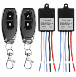 QIACHIP DC 5V 6V 12V 24V Drahtloser Relais-Fernbedienungsschalter 20A 1Kanal 433MHz RF-Relais-Empfänger mit 2 Sendern, Dry Kontaktrelais für Zugangskontrolle,Autobatterie Anti-Leck Nachrüstung 2 Empfänger + 2 Sender