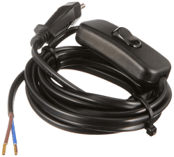 Kopp 140305098 Euro-Zuleitung 2 m, mit Zwischenschalter, schwarz, 2m