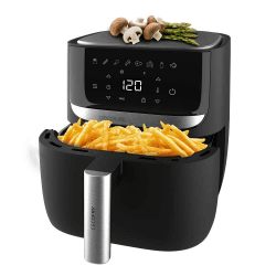 Cecotec Heißluftfritteuse 5,5 L Cecofry Advance Precision. 1700 W, ölfreie Diätfritteuse, Edelstahlfinish, Integrierter Waage, Temperaturregelung, 8 Modi, Betriebstimer Schwarz | Waage Advance